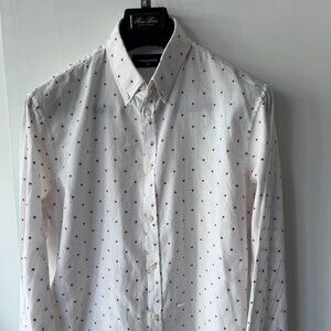 Dsquared² White Shirt with Red Maple Leaf Embroidery